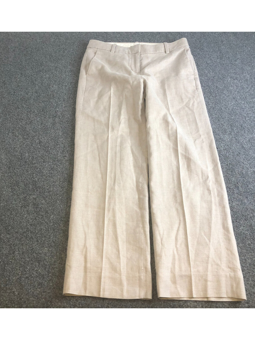 J.Crew Peyton Pants Womens Beige Linen Blend Preppy Coastal Cropped Mid Rise